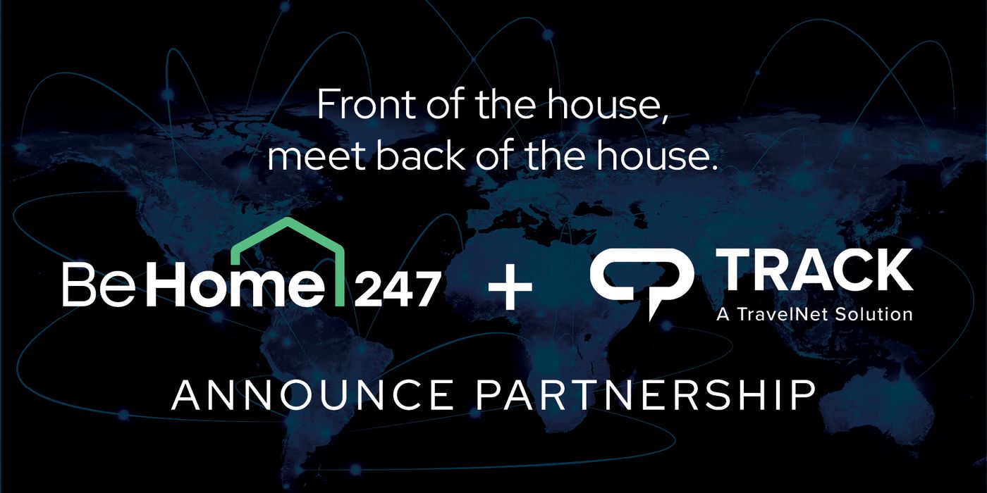 hero image with text that says front of the house meet back of the house depicting Track and BeHome247 partnership